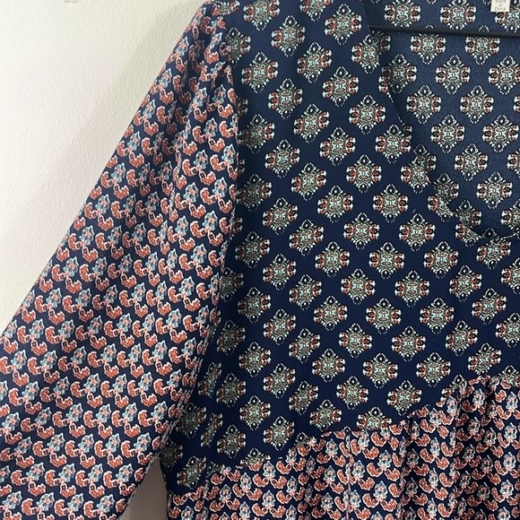 Jodifl Mixed Print Boho Long Puff Sleeve Tunic Dress Top Womens Size L - Picture 4 of 10